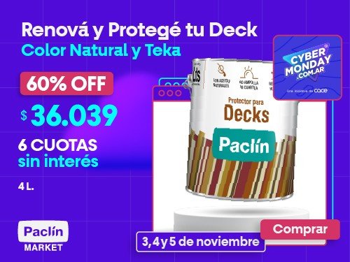 CUIDA TUS DECKS CON PACLIN - PINTURA PARA DECKS 4 LTS 6 CUOTAS SIN INT