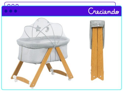 Cuna Moisés Para Bebé Luna Mega Baby De Madera Laminada Y Con Tul