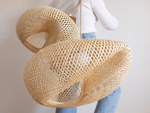 Lámpara de techo Colgante Cesto Bambú 75cm Dante Hogar