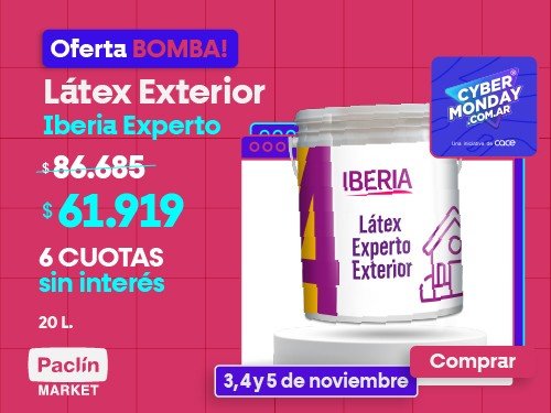 BOMBA!! INCREIBLE 50% DTO LATEX EXTERIOR BLANCO 20 LTS + 6 CUOTAS S/IN