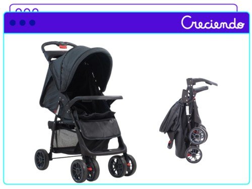 Coche Cuna De Bebé Mega Baby Liviano Reclinable, Plegable De Paseo