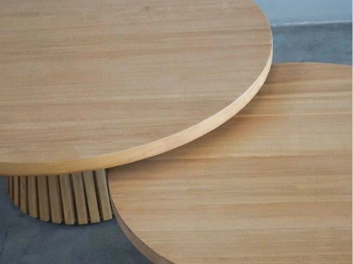 Set Mesas Bajas Apfel 100Dx40H + 80Dx35H Madera Maciza Alamo