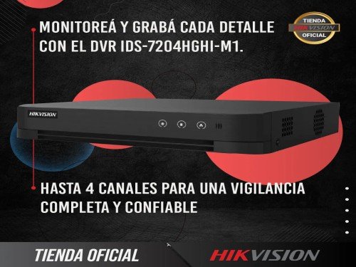 DVR Grabadora DS-7204HGHI-M1 - Hikvision - 4 Canales - 720p/1080 lite