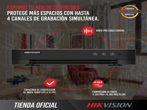 DVR Grabadora DS-7204HGHI-M1 - Hikvision - 4 Canales - 720p/1080 lite
