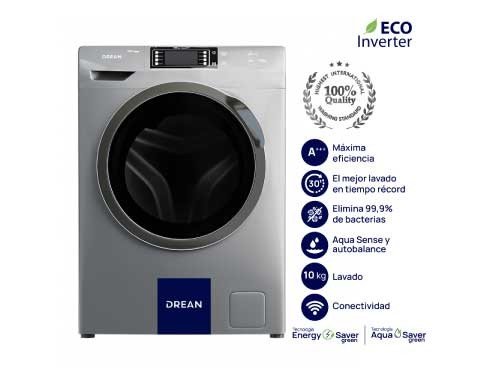 Lavarropas Carga Frontal Ecoinverter 10 Kg Gris Drean