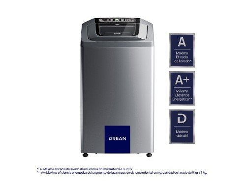 Lavarropas Carga Superior 8 Kg Gris Drean