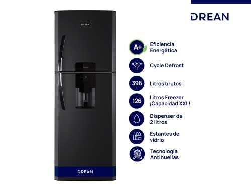 Heladera con freezer Cíclica 396 L Black Steel Drean