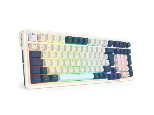 Teclado Redragon Eisa K686WB RGB PRO Blanco y azul