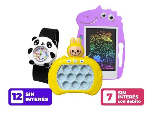 Combo Pizarra Mágica + Consola Pop It + Watch Band Kids Animalitos