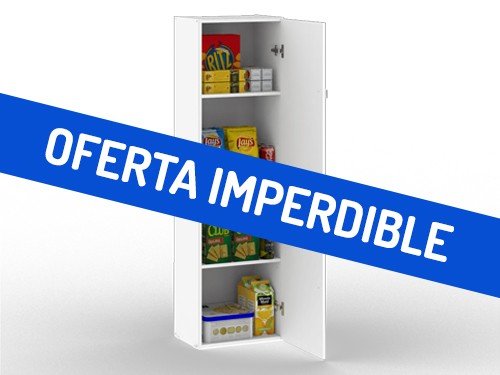 Despensero Organizador D050 1 Puerta + 3 Estantes Melamina Blanco