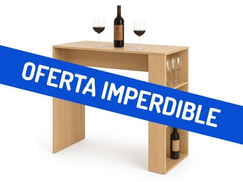 Barra Desayunadora con Estantes DEC120 Melamina Roble