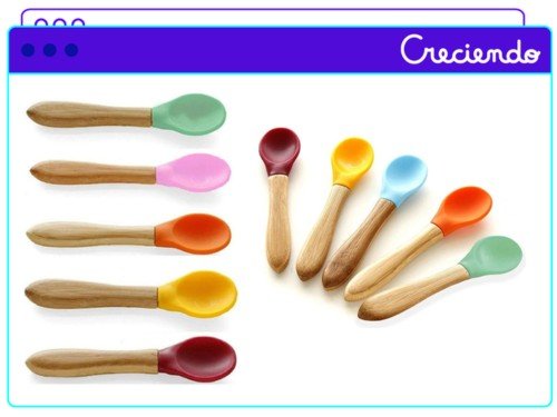 Set x5 Cucharas Avanchy De Madera Bamboo Siliciona