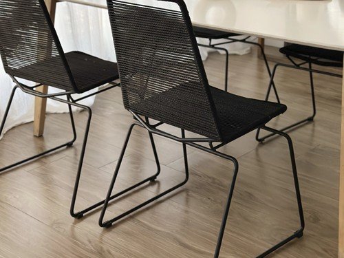 Silla de comedor Asia de hierro tejida en soga con respaldo alto