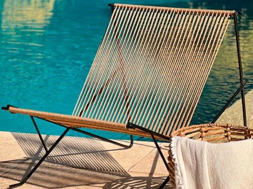 Silla Cuba XL tejida en soga con estructura de hierro exterior