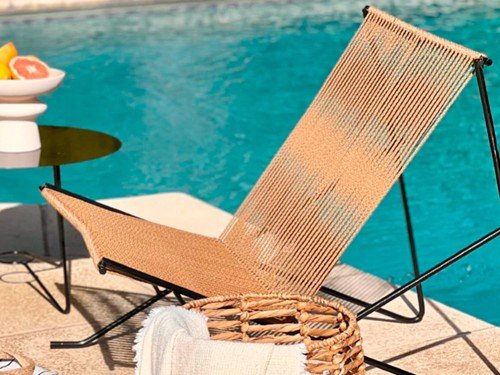 Silla Cuba XL tejida en soga con estructura de hierro exterior