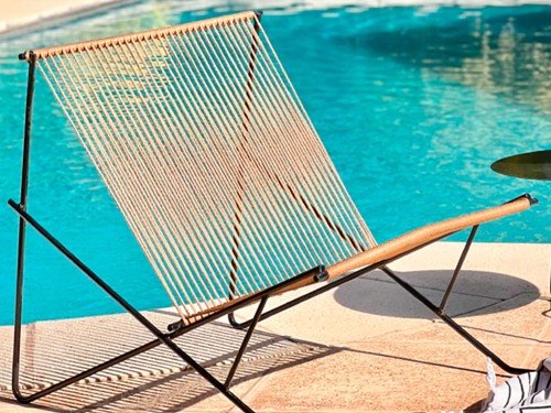 Silla Cuba XL tejida en soga con estructura de hierro exterior