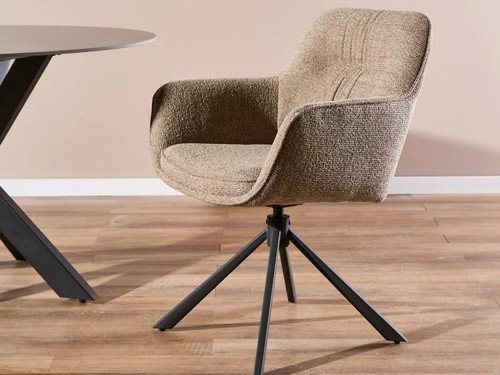 Silla de comedor Georgia tapizada con base metálica giratoria