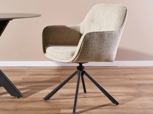 Silla de comedor Georgia tapizada con base metálica giratoria