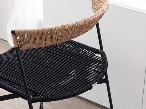 Silla de comedor Mallorca I moderna tejida con base metálica