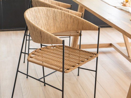 Silla de comedor Marbella II asiento tejido con estructura de hierro