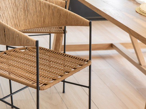 Silla de comedor Marbella II asiento tejido con estructura de hierro