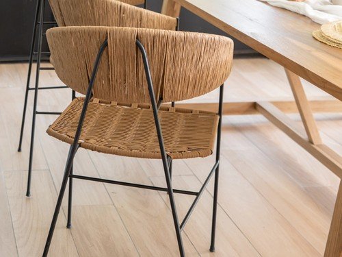 Silla de comedor Marbella II asiento tejido con estructura de hierro