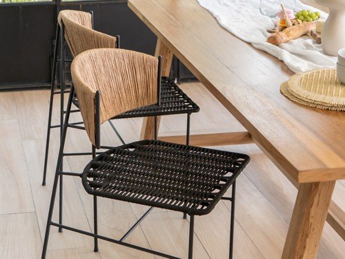 Silla de comedor Marbella I asiento tejido con estructura de hierro