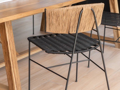 Silla de comedor Marbella I asiento tejido con estructura de hierro