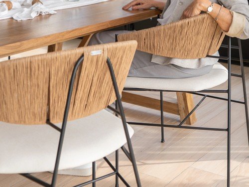 Silla de comedor Marbella II asiento tapizado con estructura de hierro