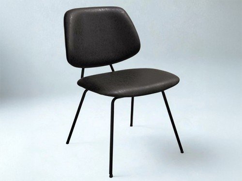 Silla de comedor Sucre tapizada con base metálica y respaldo alto