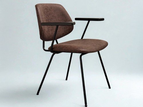 Silla de comedor Sucre tapizada con base metálica y apoyabrazos