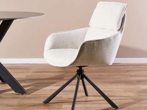 Silla de comedor Vittoria tapizada con base metálica giratoria