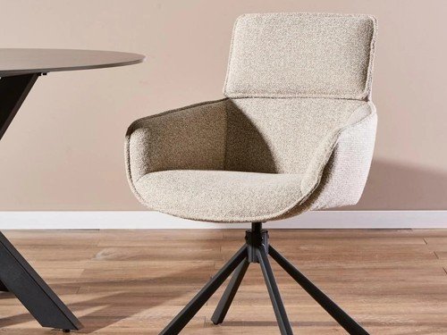 Silla de comedor Vittoria tapizada con base metálica giratoria