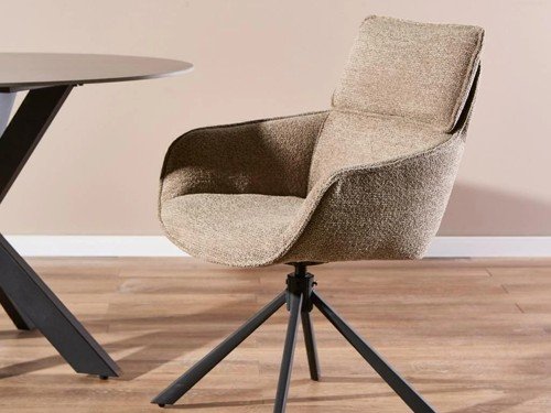 Silla de comedor Vittoria tapizada con base metálica giratoria