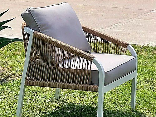 Set de exterior Aruba aluminio y lona náutica con mesa ratona