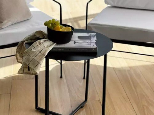 Set de camastros individuales para jardín en hierro con tela náutica