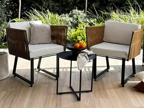 Set de exterior Delta individual con mesa y almohadones lona náutica