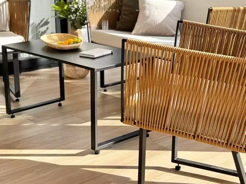 Set de exterior Delta completo con mesa y almohadones lona náutica