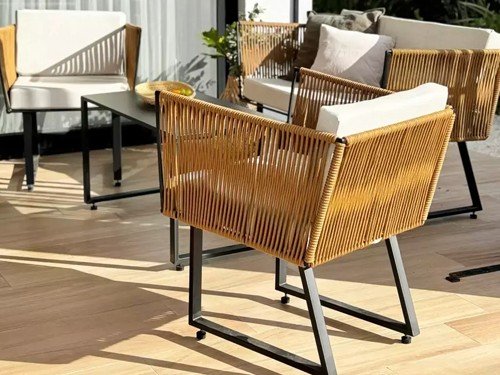 Set de exterior Delta completo con mesa y almohadones lona náutica