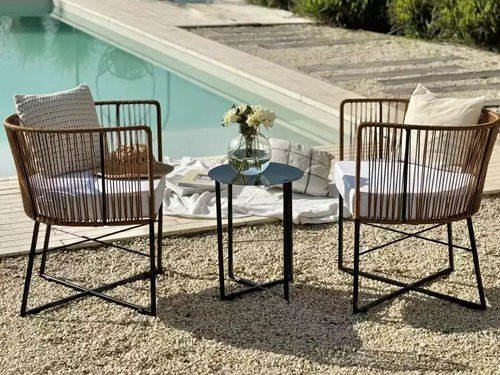 Set de exterior Gervasoni individual con mesa y almohadones