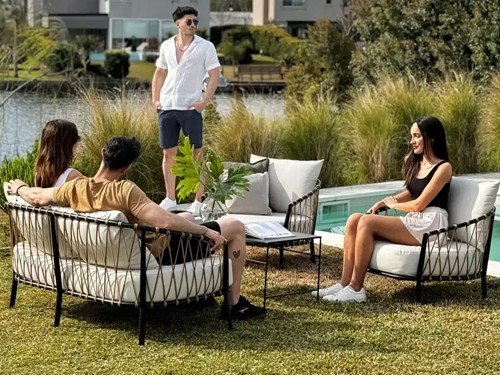 Set de exterior Milan completo con mesa y almohadones náuticos