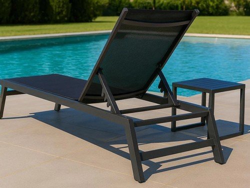 Set de reposeras creta en aluminio para exterior con mesa de arrime