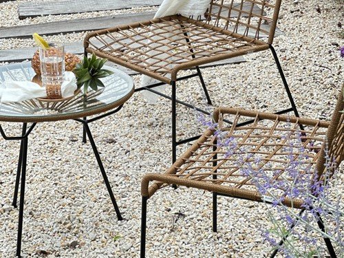 Set de exterior Rio entramado con mesa auxiliar