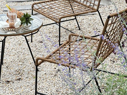 Set de exterior Rio entramado con mesa auxiliar