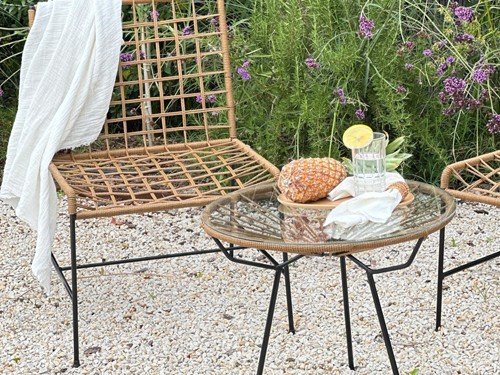 Set de exterior Rio entramado con mesa auxiliar