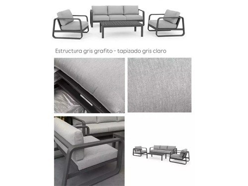 Set de exterior Santorini en aluminio y lona náutica con mesa ratona