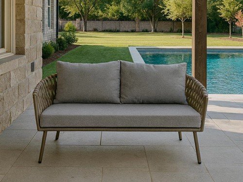 Set de exterior Thaiti en aluminio y lona náutica con mesa ratona