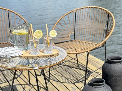 Set de exterior Tulum individual con mesa auxiliar