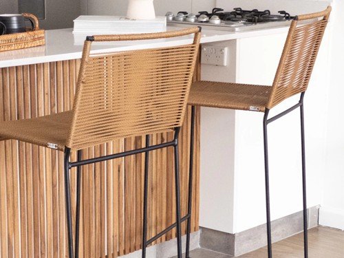 Banqueta Alabama de hierro tejida en soga respaldo alto