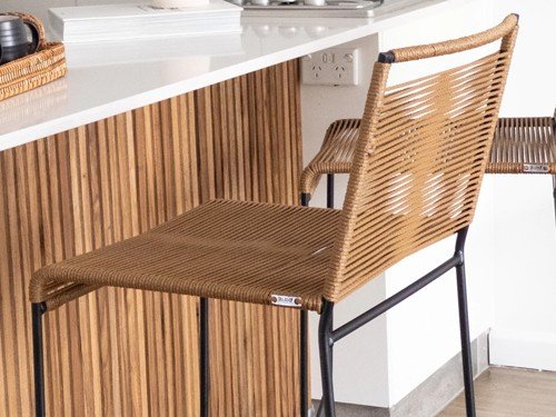 Banqueta Alabama de hierro tejida en soga respaldo alto